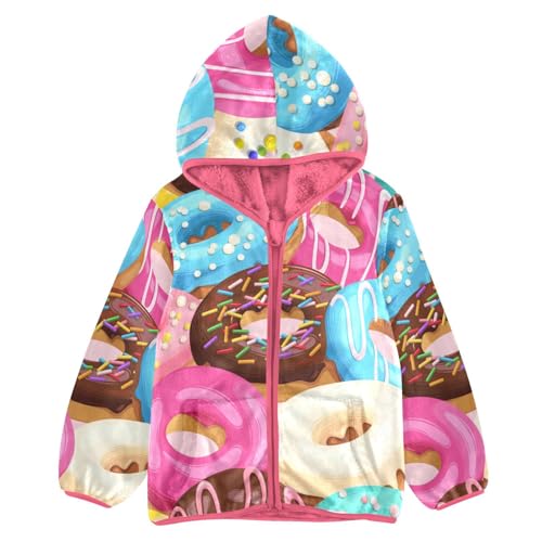 OTVEE Colored Glazed Donuts Kids Hoodie Jacket Fall Spring Full Zip Warm Outwear Coat