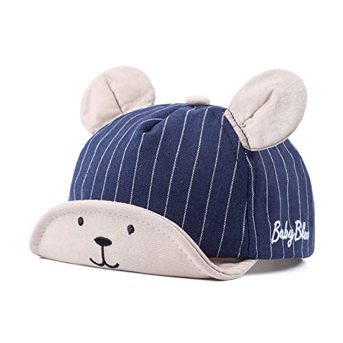 Linda Gorra de Beisbol con Oso Bebe Primavera Verano Sombrero para Niños de Algodón Sun Cap Niño Niña 3 a 18 Meses (Marin Rayé Ours, 6 à 24 Mois)