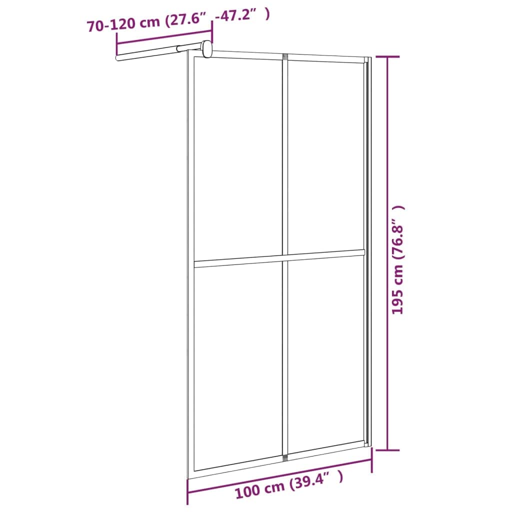 vidaXL Mampara de ducha accesible vidrio templado oscuro 100x195 cm