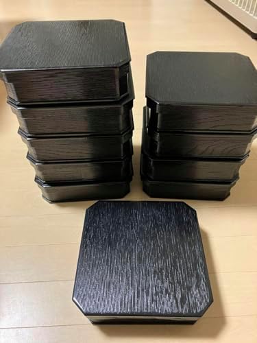 木製黒塗り蓋付きのお弁当箱 10客セット 懐石 お重 お節