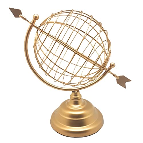 Globo Terrestre Modelo Flecha Enfeite de Mesa em Metal Dourado