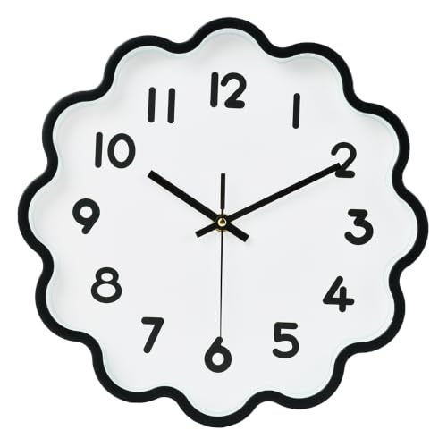 Image of HZDHCLH Wall Clocks Battery Operated 12 Inch Cloud Shaped Wall Clock Silent Non Ticking Modern Decorative Clock with 3D Numbers for Bedroom Living Room Nursery Classroom Black
