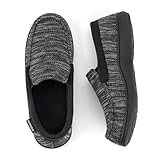RockDove Men's Tweed Memory Foam Moc Slipper, Size 10W US Men, Charcoal Black