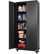 VEVOR Metal Storage Cabinet, 72.6 in Rolling Steel Garage Cabinet with 4 Adjustable Shelves, 2 Ma...