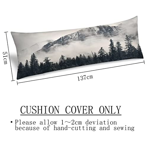 Foggy Forest Body Pillow Cover,Misty Natural Scenery Mountain Landscape Pine Mist Wood Cloud Tree,Long Pillow Case With Zipper Decorative Soft Cushion Bedding Pillowcase For Couch,Bedroom 20"X54" #TOP4
