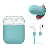 The AirPods charging case snuggly fits in the silicon case, the lid portion of the case will not come off when put on/off