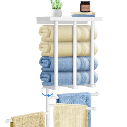 Towel Rack for Rolled Towels (White-Swivel)
