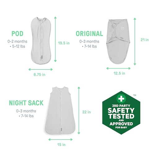 Image of SwaddleMe by Ingenuity Comfort Pack Baby Swaddle Set, Size 0-3 Months, 5-14 Pounds, SwaddleMe Pod, Original Swaddle, Night Sack, 3pk - Little Bees