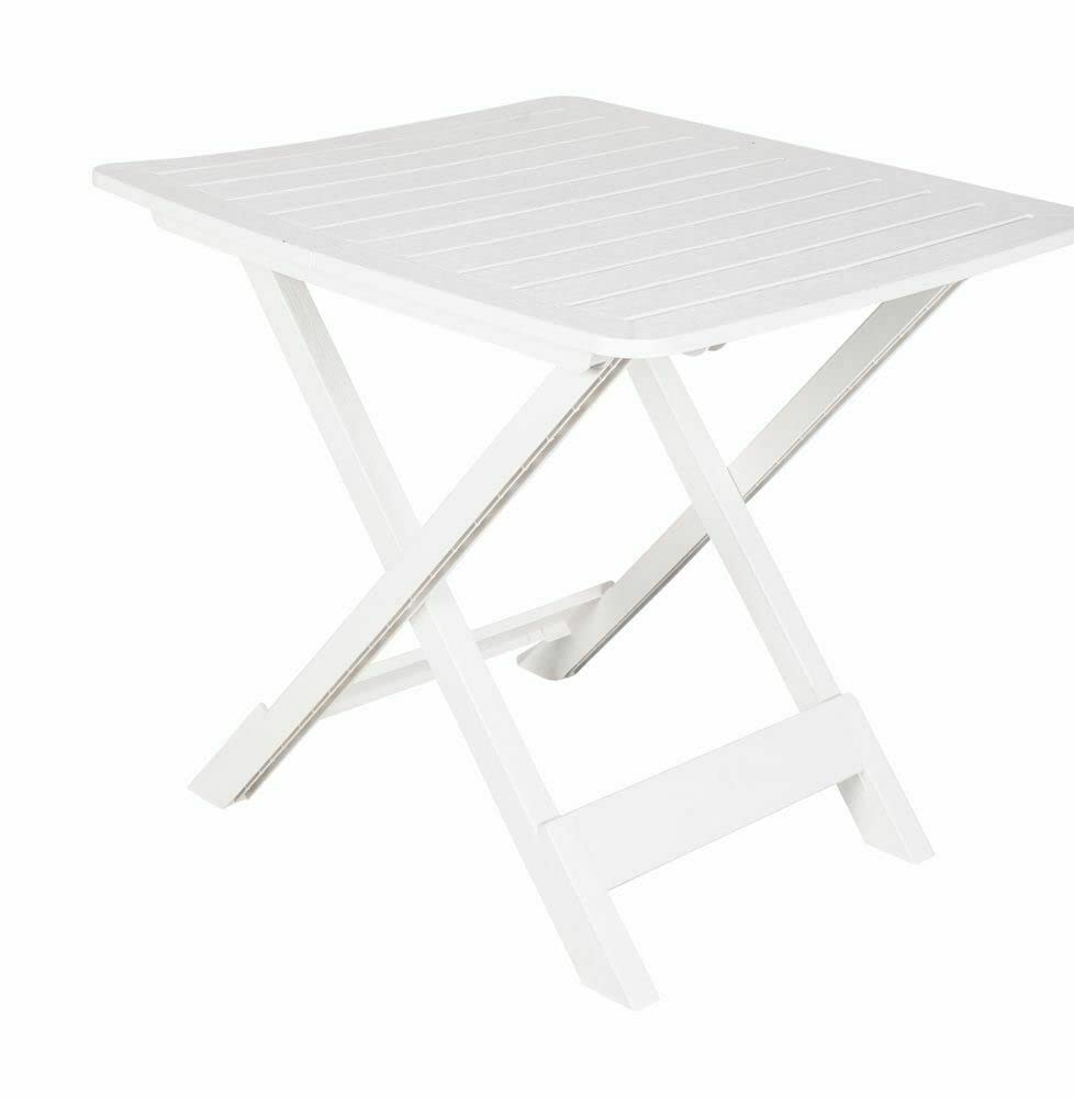 My Brand Tavolo Pieghevole da Esterno Bianco in Resina 80x72x70 cm | Arredo giardino e balcone, chiuso occupa 6 cm, già montato, richiudibile, salvaspazio