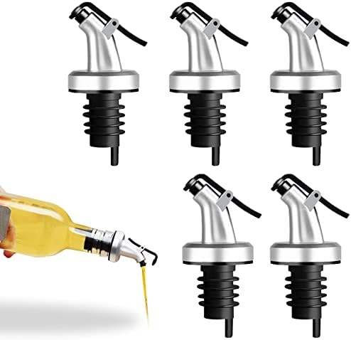5 Pcs Bottle Pourers for Spirits, Liquor Pourer Oil Pourer Spout Bottle Speed Pourers Bottle Dispenser Liquor Spirits Pourer Bottle Stopper for Wine Spirits Olive Oil Vinegar Syrup