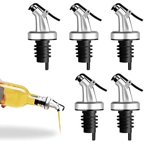 5 Pcs Bottle Pourers for Spirits, Liquor Pourer Oil Pourer Spout Bottle Speed Pourers Bottle Dispenser Liquor Spirits Pourer Bottle Stopper for Wine Spirits Olive Oil Vinegar Syrup Cover