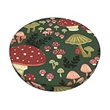 Tissu de qualité supérieure : cette housse de tabouret rond extensible et texturée en forme de champignons lumineux est fabriquée en velours + mousse + tissu polyester antidérapant à points adhésifs, ce qui rend ces housses de chaise plus durables, antidérapantes et extensibles, parfaites pour chaque famille.