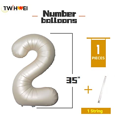 Number 2 Balloons White Sand Two Balloon For 2 Year Old Birthday Decorations 40 Inches Cream White Large Numbers 2Nd Birthday Party Nude Ballons Beige 1 Digital Neutral Balloon Pearl White 2 #TOP1