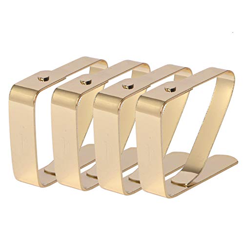 HUAFA Lot de 4 Pince à Nappe,Cuivre plaqué de haute qualité Pinces à tablette (3cm, Gold) Cover