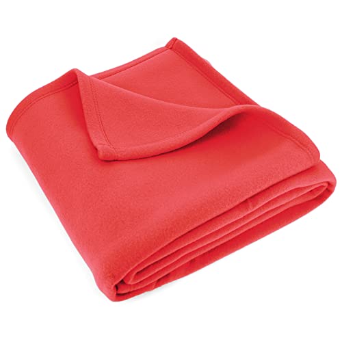 Linnea Couverture Polaire 220x240 cm Isba Fraise 100% Polyester 320 g/m2 traité Non-feu