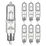 Jaenmsa JDE11 120V 100W Halogen Bulb Dimmable, 6 Pack E11 Halogen Light Bulbs, 1000lm 2700K Warm...