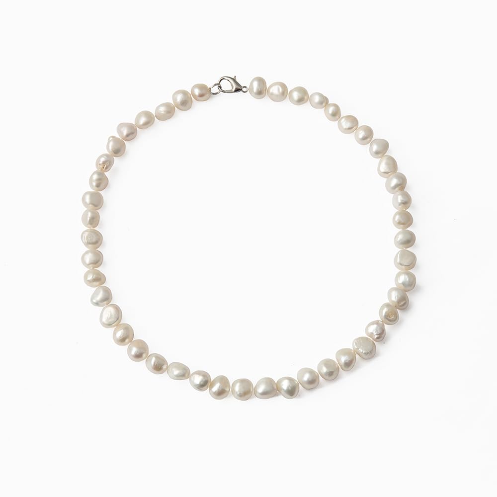 TreasureBay - Parure di gioielli da donna con collana, bracciale e orecchini, composti da perle barocche naturali da 11-12 mm, grado AA