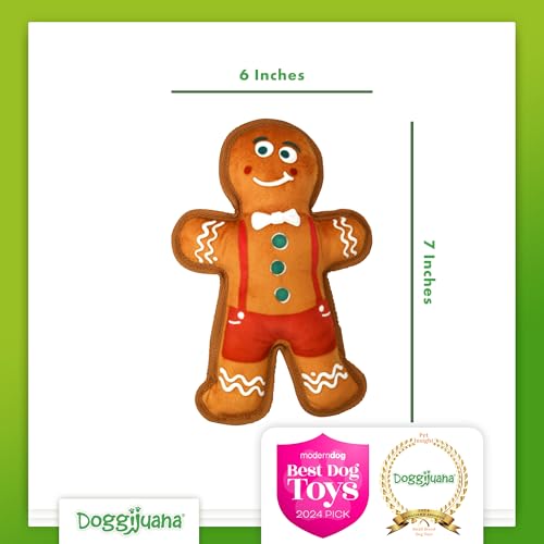 Image of Doggijuana Gingerbread & Juananip Bundle | Holiday Plush, Squeaky | Refillable squeaky plush dog toy + organic calming catnip; eases anxiety, stress & storms; drug-free, hand-harvested