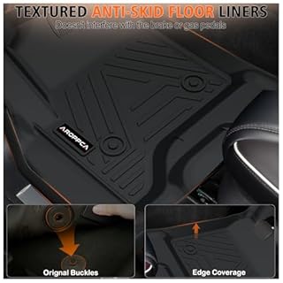 All Weather Car Floor Mats for 2014-2018 Chevy Silverado/GMC Sierra 1500 Crew Cab, 2015-2019 Silverado/Sierra 2500 HD/3500 HD Crew Cab, TPE Rubber Floor Liners Full Set for Chevy Silverado Accessories