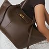 Youlity Leder Tote Bag Damen Shopper Tasche Groß Henkeltasche Hobo Handtasche Vintage Schultertasche für Arbeit Schule Einkauf Reisen Büro (PU Coffee) #5