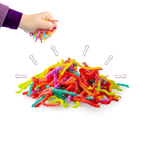 Tiwoca Squirmy Worms – Dehn- und knautschbare Gummi-Würmer für Kinder – Squishy Fidget Toy für Stressabbau – Sensorik Spielzeug mit lustigen Bewegungseffekten für Jungen und Mädchen