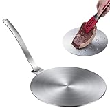 Convertidor de inducción - Convertidor de cocina de inducción, placa de cocción a fuego lento esparcidora de calor | Acero inoxidable con mango de acero inoxidable, placa adaptadora de inducción para