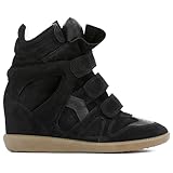 YRRXERSS Wedge Sneakers for Women Suede Tennis Shoes Hidden Wedges Round Toe Strappy High Top Sneakers Comfy Casual Walking Shoes