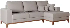 Sofá 4 Lugares Belgrado com Chaise Direito Linho Cru 250 cm