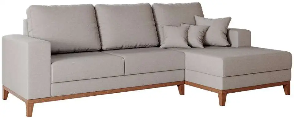 Sofá 4 Lugares Belgrado com Chaise Direito Linho Cru 250 cm