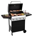 ROVSUN 4 Burner Propane Gas Grill with Foldable Side Shelves, 40000BTU BBQ Grills with Enameled Cast Iron Grates, Cabinet & Poratable Rolling Wheels for Outdoor Garden Patio Backyard Barbecue Cooking