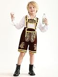 EvoEch Oktoberfest Outfit Set Für Kinder,Latzhose Hosenträgern und Weißem Hemd,Traditioneller Deutscher Bayerischer Overall