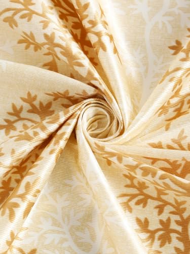 Image of Home Sizzler 2 Pieces Bloom Line Grommet Eyelet Polyester Window Curtains - 5 Feet, Gold