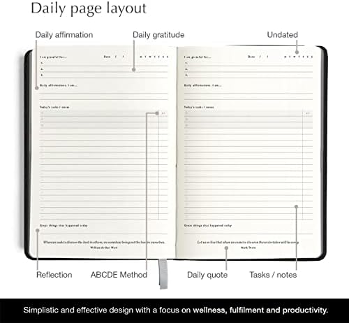Mal Paper Daily Goal Setter Planner - Tan, 6 Month 274 Page Undated Pad | Soft Cover Productivity Diary with Affirmations, Note Pages Weekly & Monthly View | Mindfulness & Wellbeing Manifestation
