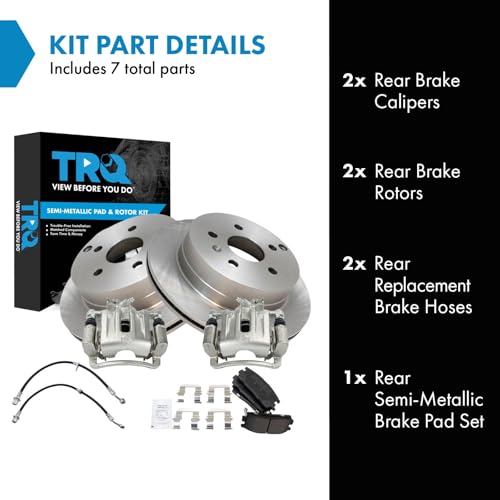 Image of TRQ Rear Brake Pad & Rotor Kit Semi-Metallic Compatible with 2010-2012 Chevrolet Equinox 2010-2011 GMC Terrain