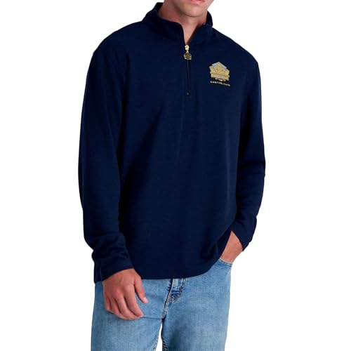Haggar Pro Football Hall of Fame Mock Neck Ribbed Quarter Zip Pullover