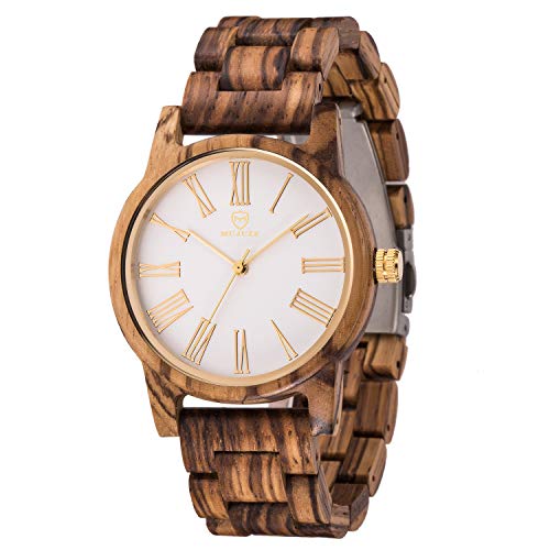 Preisvergleich Produktbild MUJUZE Unisex Analoge Quarz Holzuhren mit Zebra Sandelholz Band ME1002Zebra
