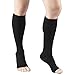 Truform 30-40 mmHg Compression Stockings for Men and Women, Knee High Length, Open Toe, Black, X-Large