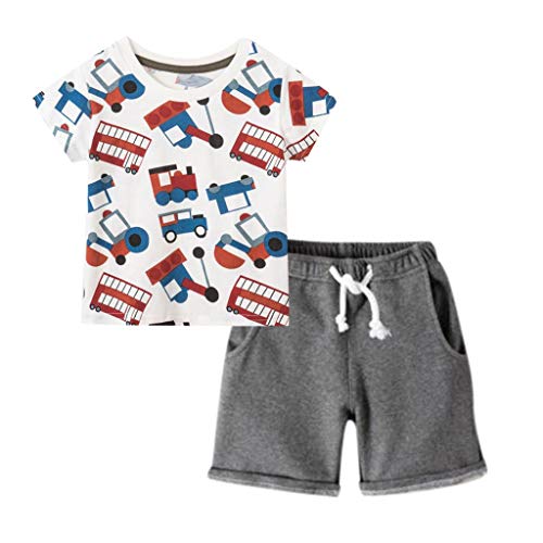 WOCACHI Little Boys Shorts Sets Sale, Toddler Baby Boys Cartoon T-Shirt Solid Shorts Outfits Set Sports Clothes Ruffle Sundress Vest Lemon Letter Words Heart-Shaped Flare Dance Balle Tank Tops