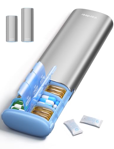 Image of Vaydeer Large Metal AM PM Pill Organizer 7 Day, Moisture-Proof Desiccant