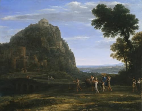 Toile Vue avec une procession par Claude Lorrain pour la décoration de votre salon moderne