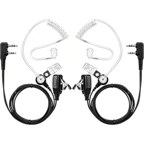 Image of ZORBES 2 Pack Earphone Microphone for Walkie Talkie Two Way Radio Earphones 2-Pin Mic Headset Earpiece, Walkie Talkie Earpiece with Mic 2 Pin Headset Clear Acoustic Tube Rotatable Design