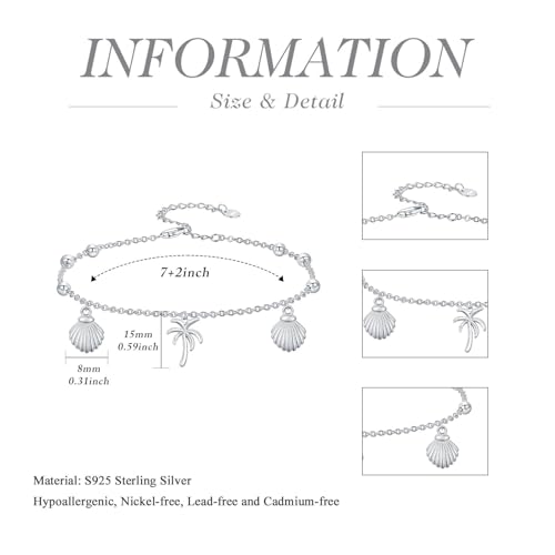 Image of 925 Sterling Silver Layered Ankle Bracelets for Women Jewelry Gifts | 925 Sterling Silver Layered Sea Turtles /Elephant /Wave Anklet Animal Bracelet Summer Ocean Beach Jewelry Gifts for Women