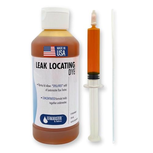 Leakmaster Pool Leak Detection Kit – 8 oz Yellow Dye with Reusable Syringe – High-Visibility Leak Finder for Pools, Hot Tubs & Spas – 40+ Refills– Professional Water Tracing Tool