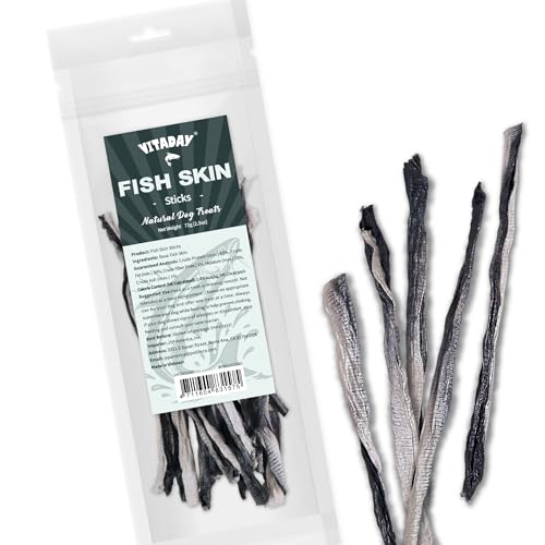 VITADAY 100% Fish Skin Dog Jerky Treats Stick 2.5 oz 1-Pack
