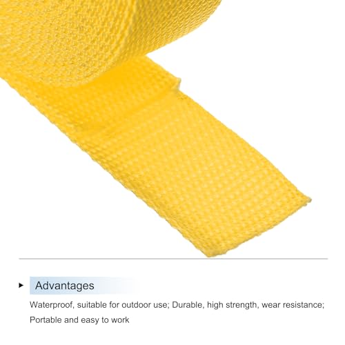 Image of MECCANIXITY Lightweight Polypropylene Webbing Strap 1 1 /4 inch 10 Yard Backpack Strapping Band Dark Yellow for Outdoor Luggage Cargo Straps