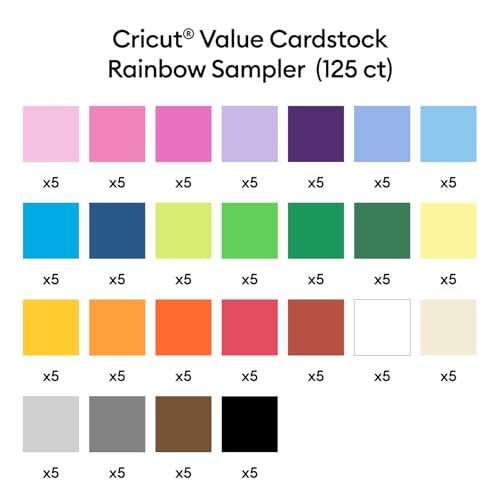 image for Cricut Value Cardstock Paper, Rainbow Sampler - 125 sheets (8.5