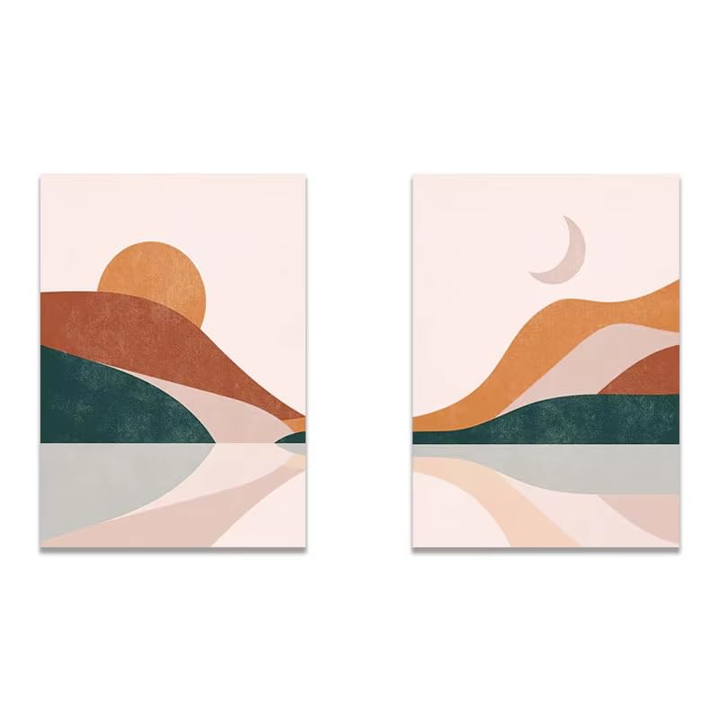 Impression sur toile soleil et lune déco murale salon moderne et décoration bohème chic