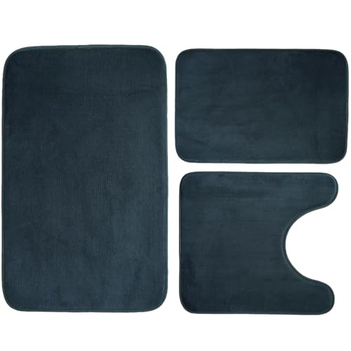 Bathroom Rugs Sets 3 Piece, Soft Absorbent Memory Foam Bath Mats Set, Dry Fast Bath Mat, Machine Washable Bath Rug Set for Bathroom （Ash Gray） Ash Gray 16 x 24 / 20 x 32 / 20 x 20 U