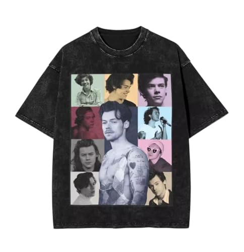 Image of Rainbow Square Black Acid Wash Harry 1D Direction Styles Harry's One Tee Top Tshirt Mens Womens Unisex Ladies Gift XS S M L XL XXL 6 8 10 12 14 16 18 Short Sleeved Harajuku Kpop Basic Cotton T-Shirt