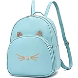 ARDIKAMA Mini Backpack Purse for Women Small Fashion Backpack for Ladies PU Leather Shoulder Backpacks with Cat Print Light Blue